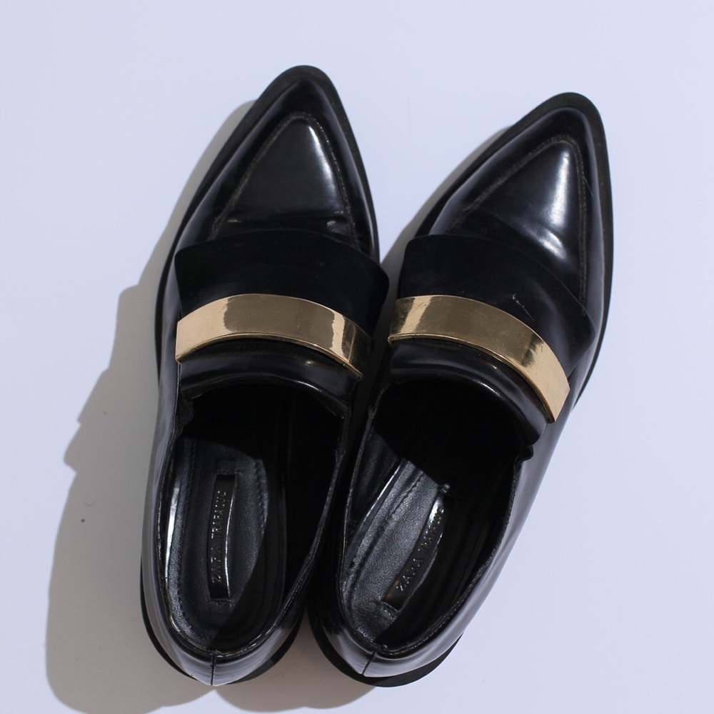 Zara Pointy chunky platform loafers